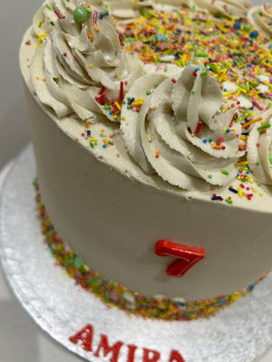 WHITE CONFETTI SPRINKLE TOP CAKE