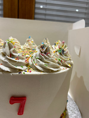 WHITE CONFETTI SPRINKLE TOP CAKE