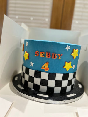 CAR THEME CHECK CAKE