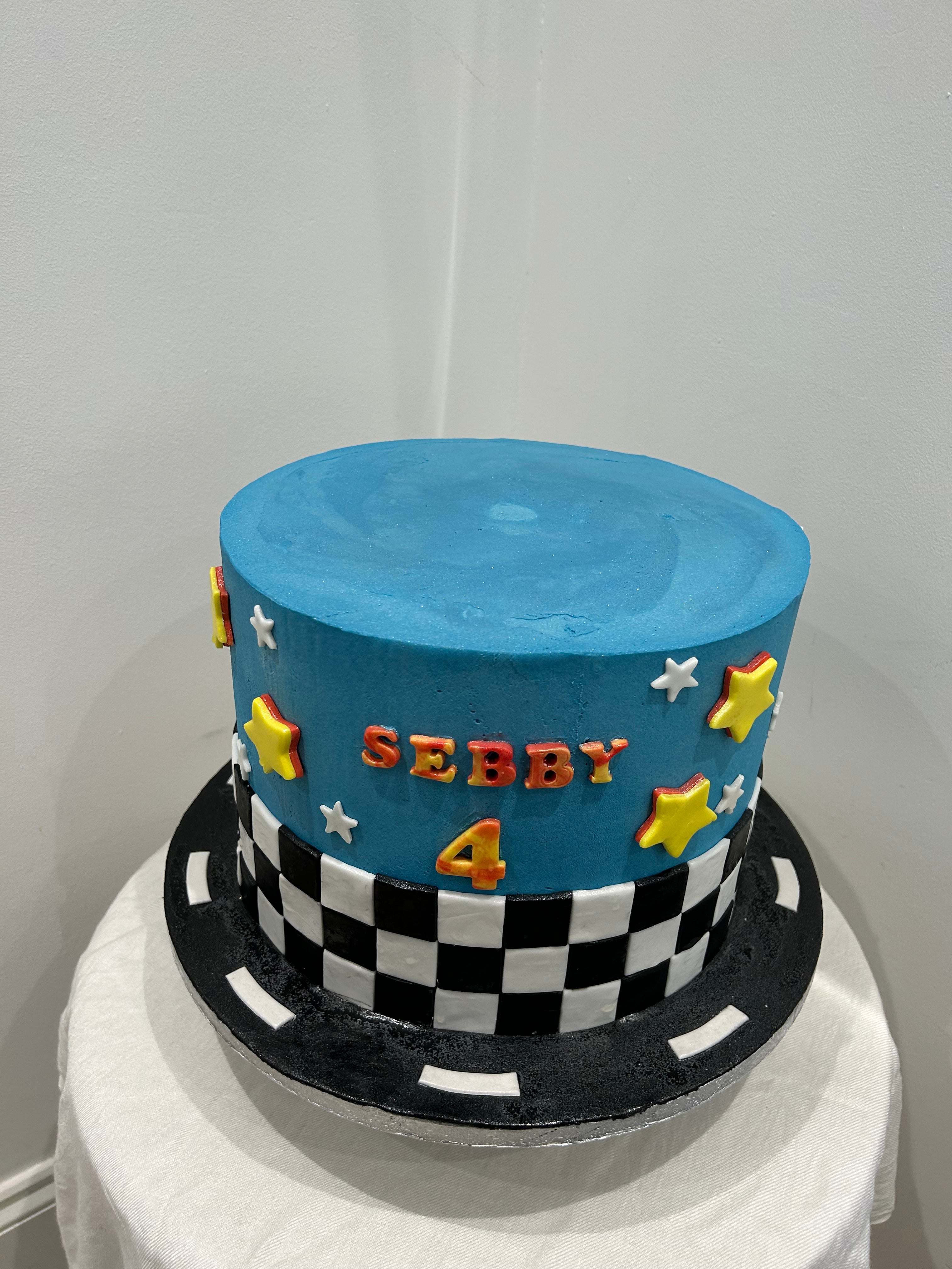 CAR THEME CHECK CAKE