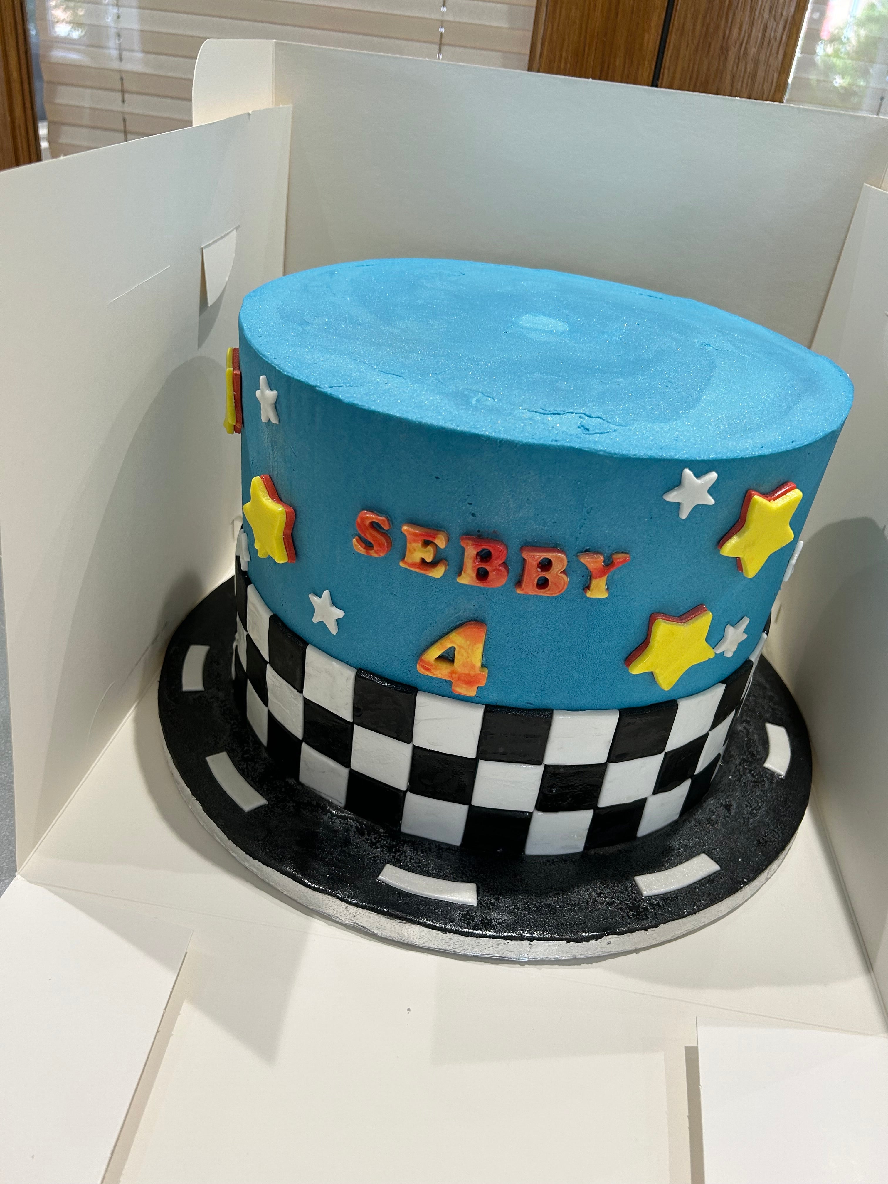 CAR THEME CHECK CAKE