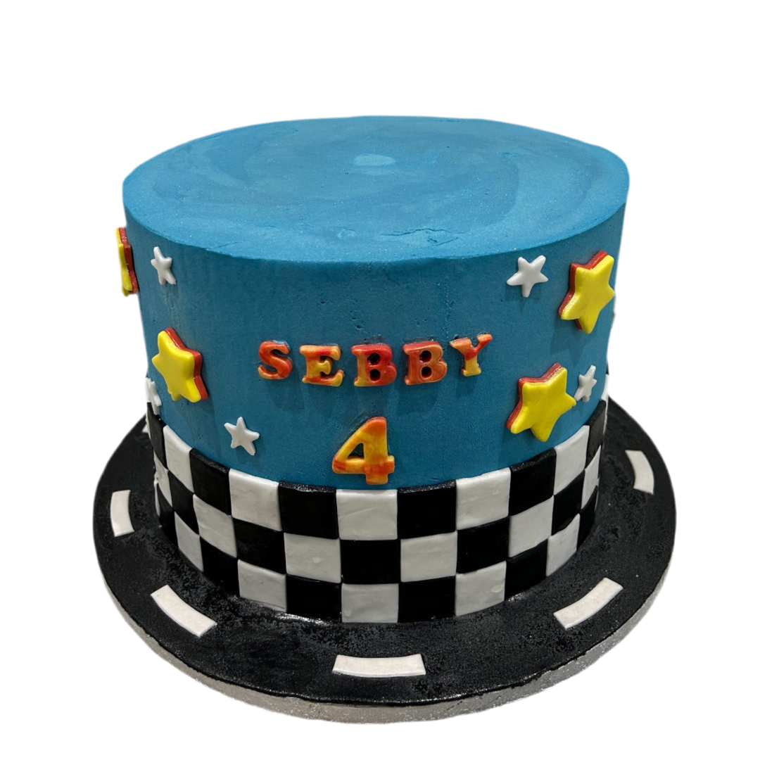 CAR THEME CHECK CAKE