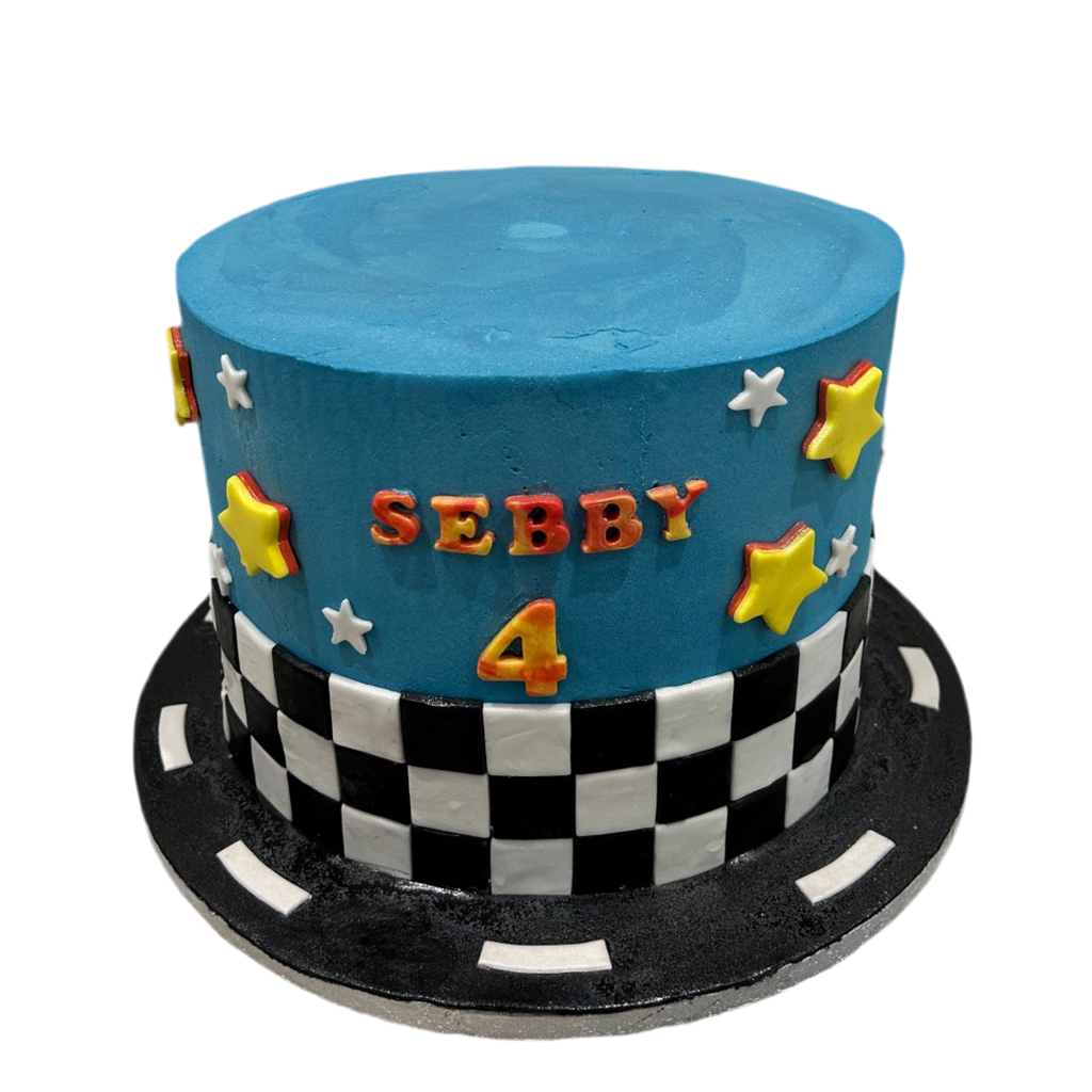 CAR THEME CHECK CAKE