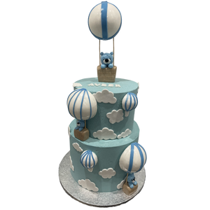 2 TIER BEAR, BALLOON AND CLOUD CAKE