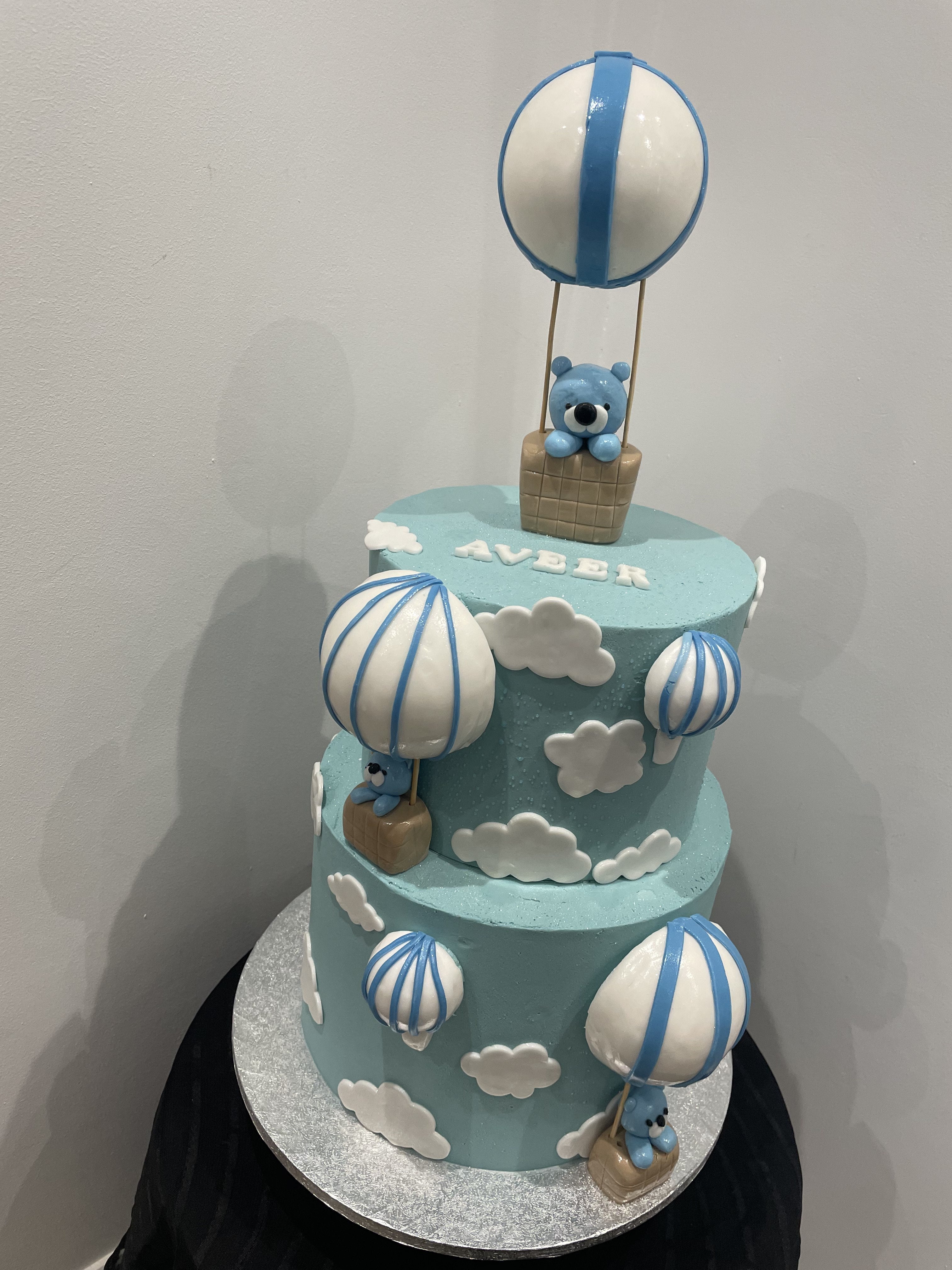 2 TIER BEAR, BALLOON AND CLOUD CAKE