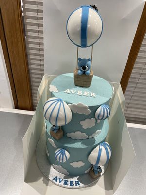 2 TIER BEAR, BALLOON AND CLOUD CAKE