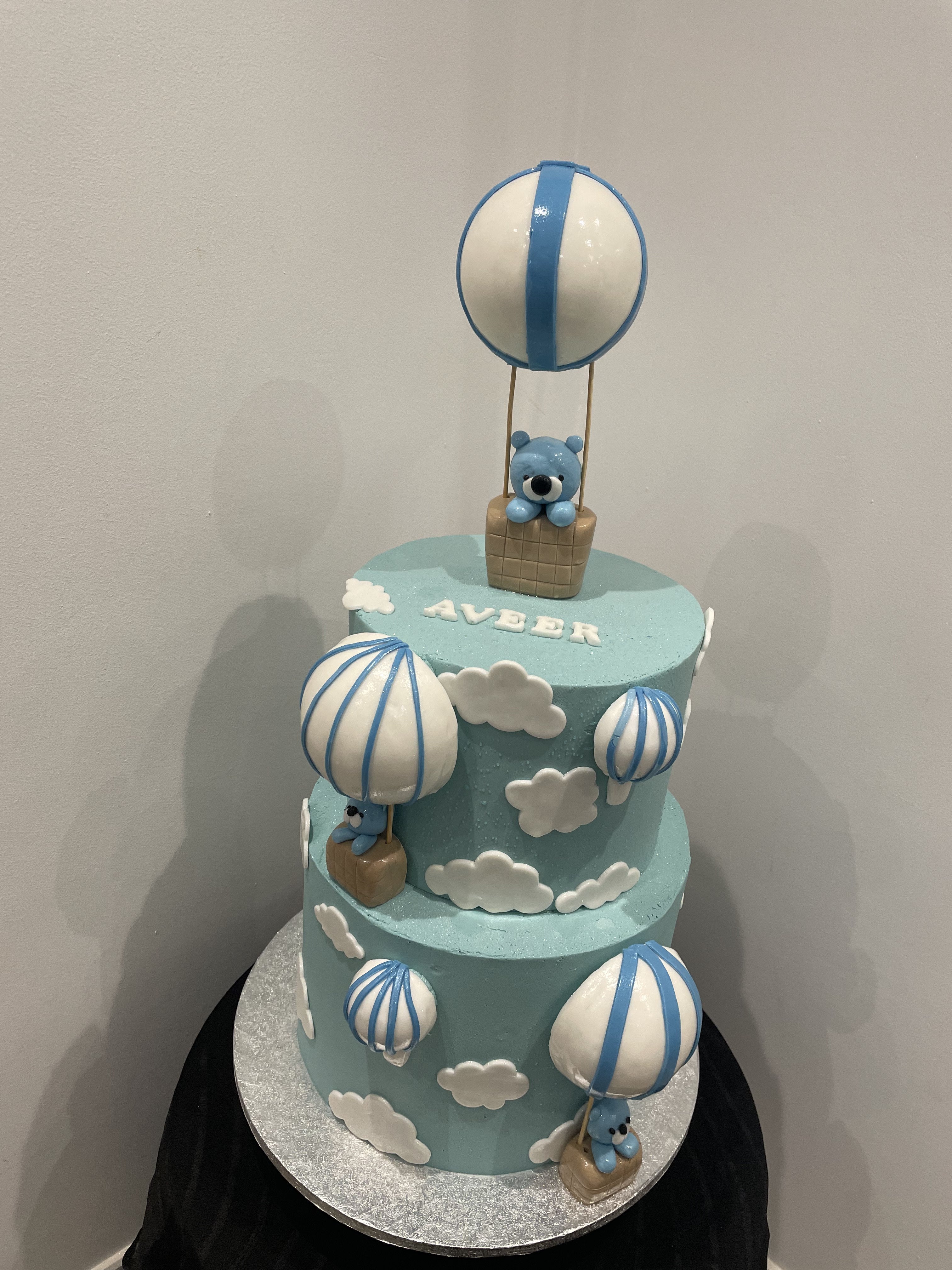 2 TIER BEAR, BALLOON AND CLOUD CAKE