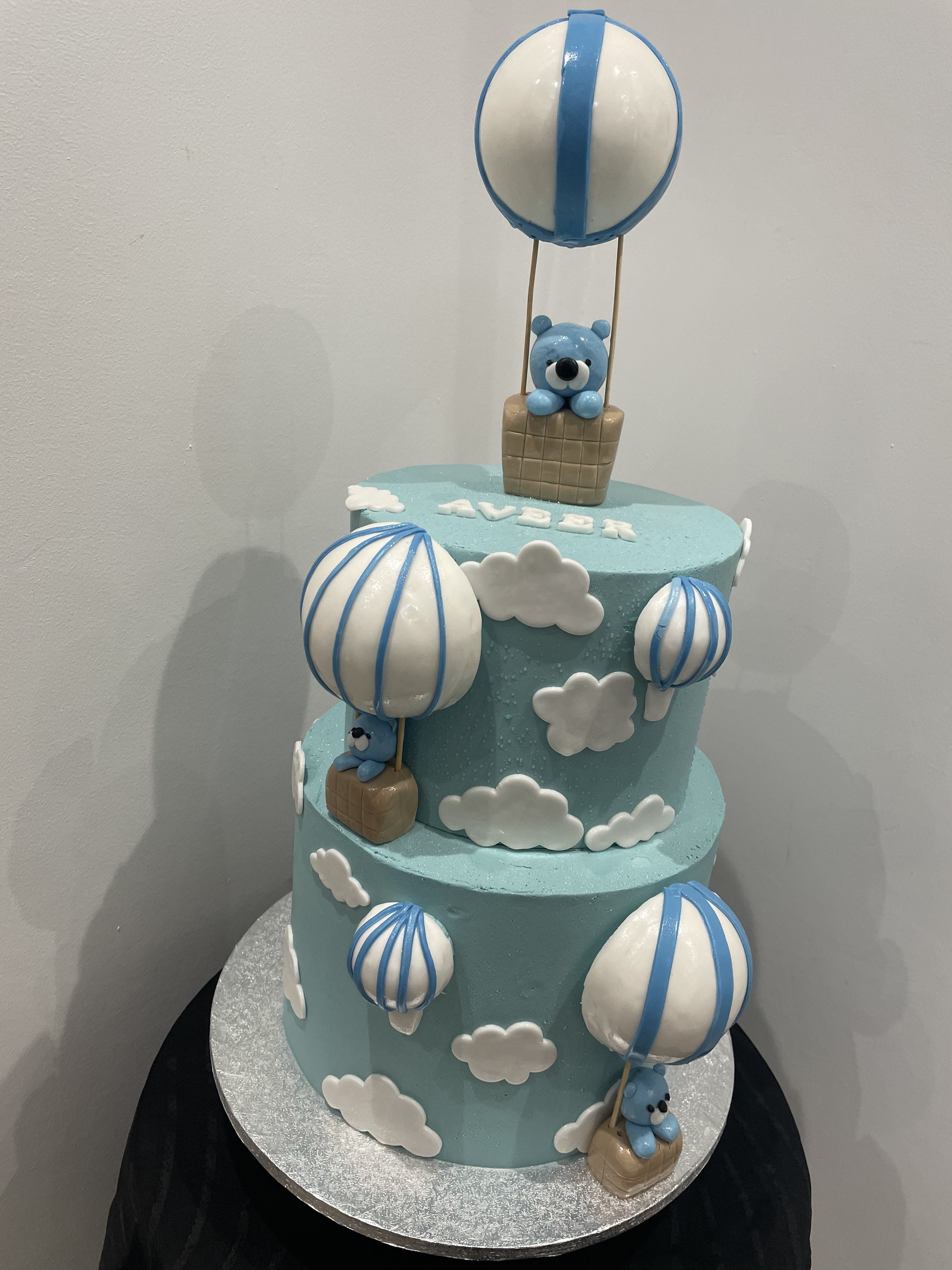 2 TIER BEAR, BALLOON AND CLOUD CAKE