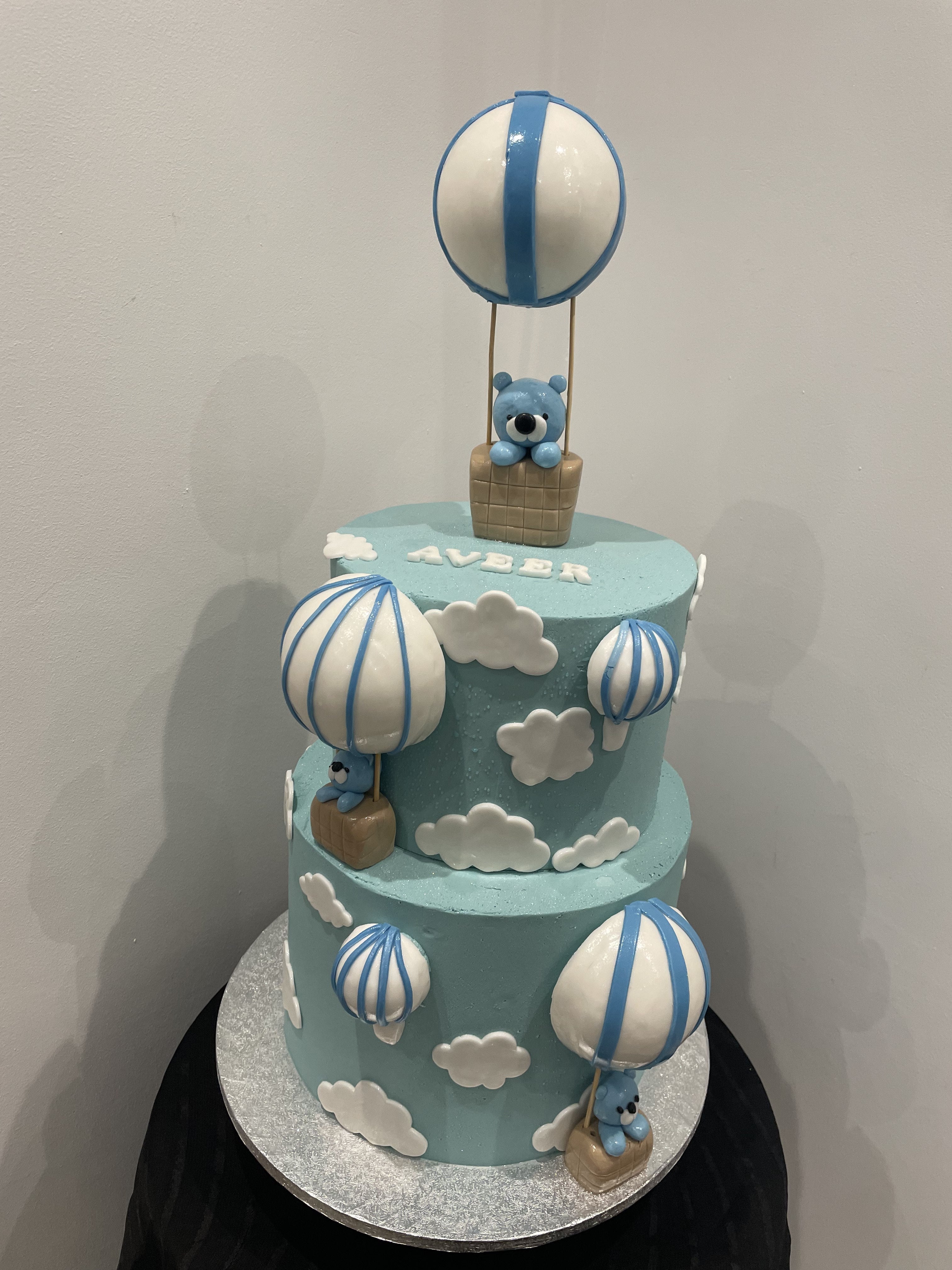 2 TIER BEAR, BALLOON AND CLOUD CAKE