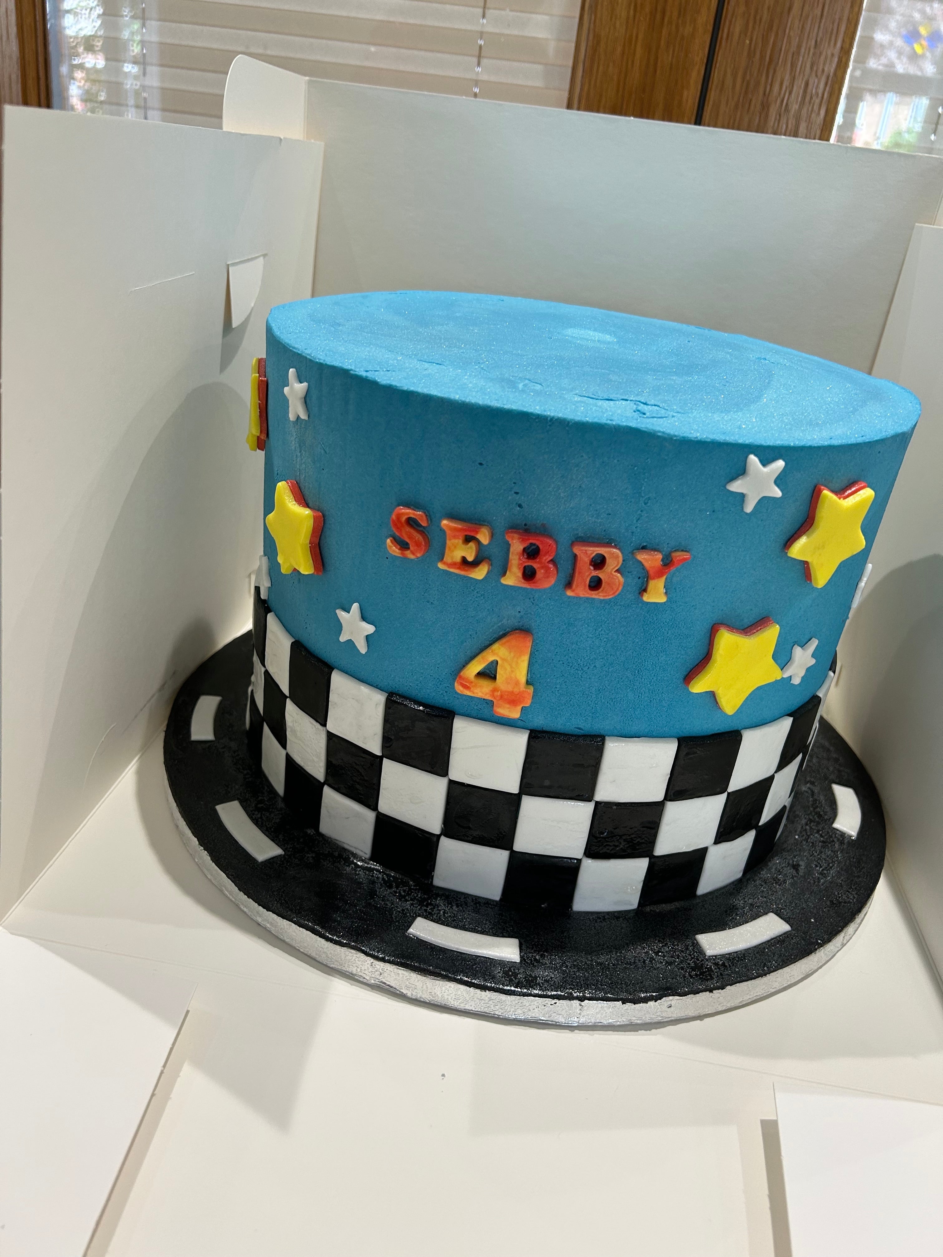 CAR THEME CHECK CAKE