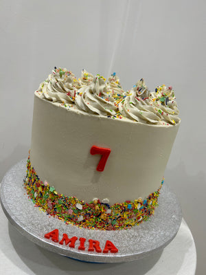 WHITE CONFETTI SPRINKLE TOP CAKE