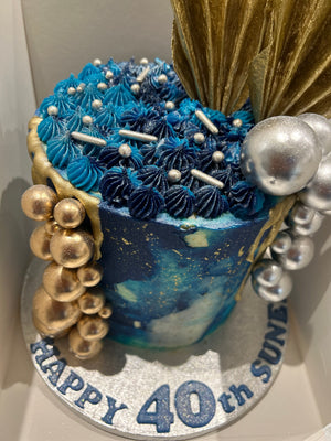 GOLD SAIL AZURE DRIP CAKE