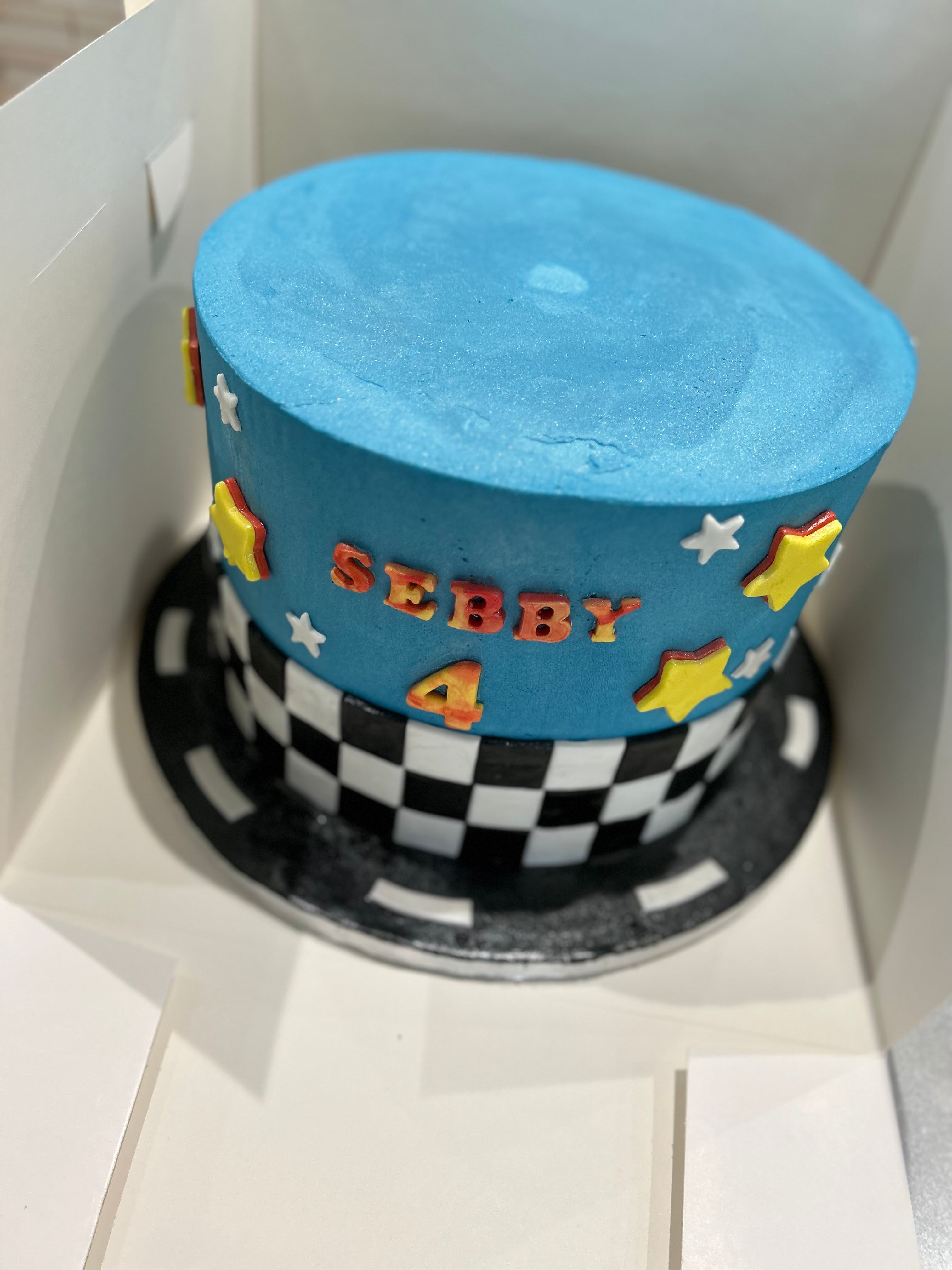 CAR THEME CHECK CAKE