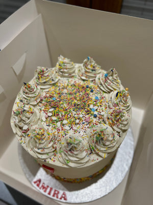 WHITE CONFETTI SPRINKLE TOP CAKE