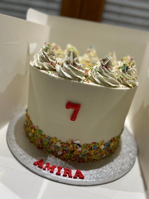 WHITE CONFETTI SPRINKLE TOP CAKE