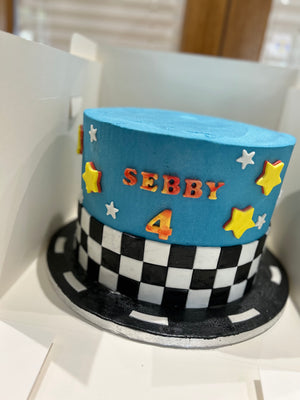 CAR THEME CHECK CAKE