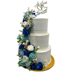 AZURE FLORAL ELEGANCE WEDDING CAKE