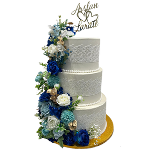 AZURE FLORAL ELEGANCE WEDDING CAKE