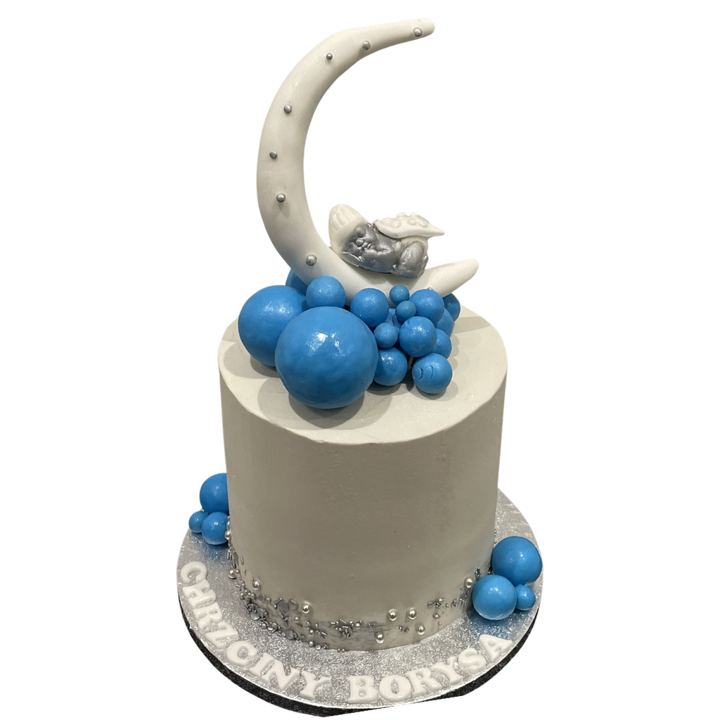 BABY ON THE MOON CHRISTENING CAKE