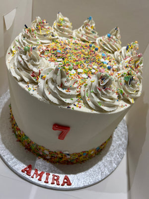 WHITE CONFETTI SPRINKLE TOP CAKE