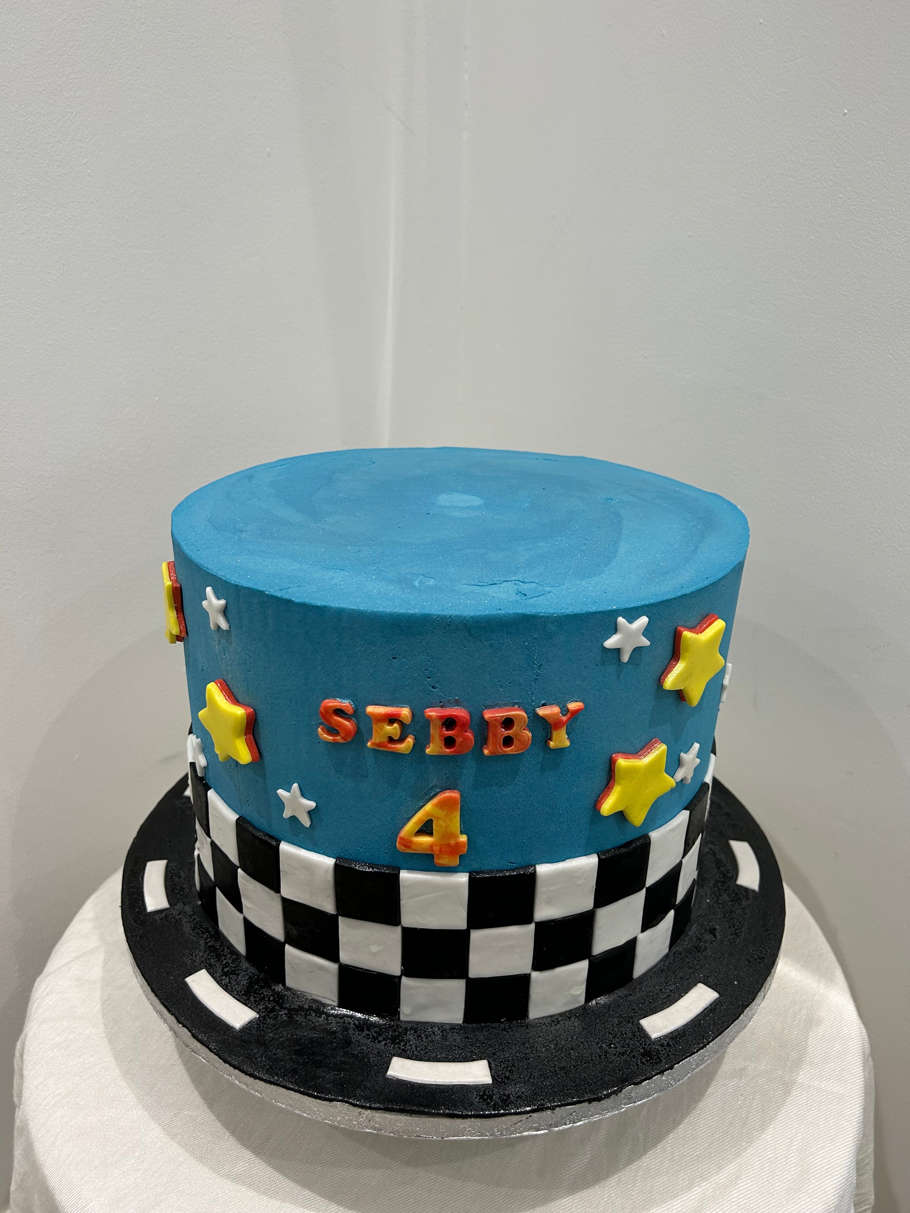 CAR THEME CHECK CAKE