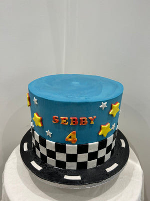 CAR THEME CHECK CAKE