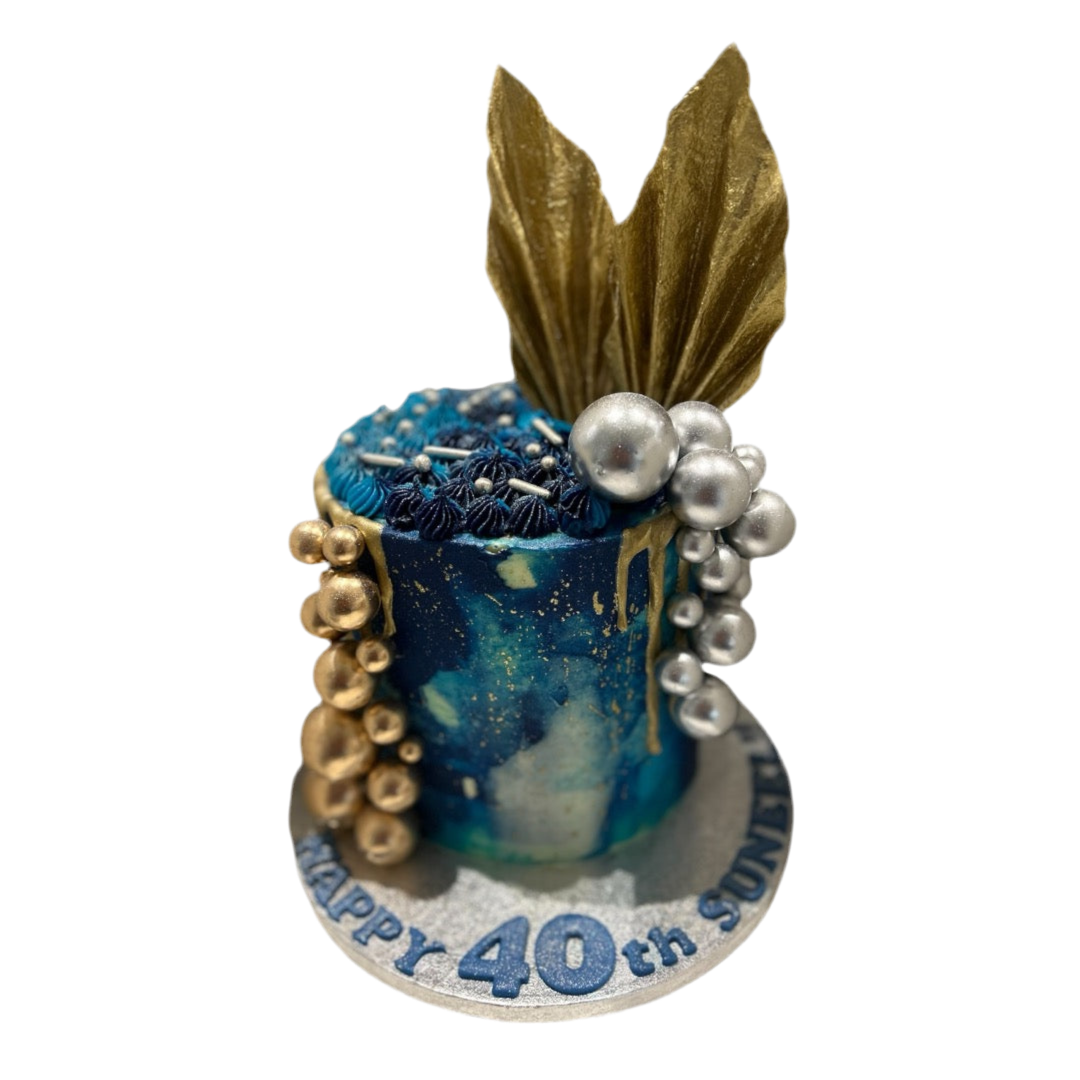 GOLD SAIL AZURE DRIP CAKE