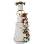 HEX WHITE FLOATING TIER FLORAL CAKE