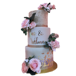 SHIMMER BAND FLORAL WEDDING CAKE