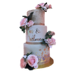 SHIMMER BAND FLORAL WEDDING CAKE