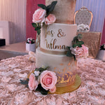 SHIMMER BAND FLORAL WEDDING CAKE