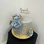 GOLD AZURE FLORAL OCCASION CAKE