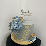 GOLD AZURE FLORAL OCCASION CAKE