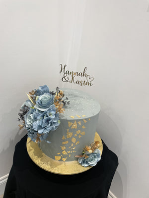 GOLD AZURE FLORAL OCCASION CAKE