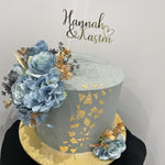 GOLD AZURE FLORAL OCCASION CAKE