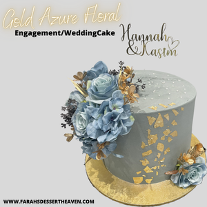 GOLD AZURE FLORAL OCCASION CAKE