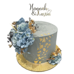 GOLD AZURE FLORAL OCCASION CAKE