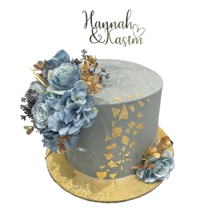 GOLD AZURE FLORAL OCCASION CAKE