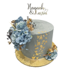 GOLD AZURE FLORAL OCCASION CAKE