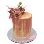 PINK MARBLE FLORAL DRIP CAKE