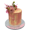 PINK MARBLE FLORAL DRIP CAKE