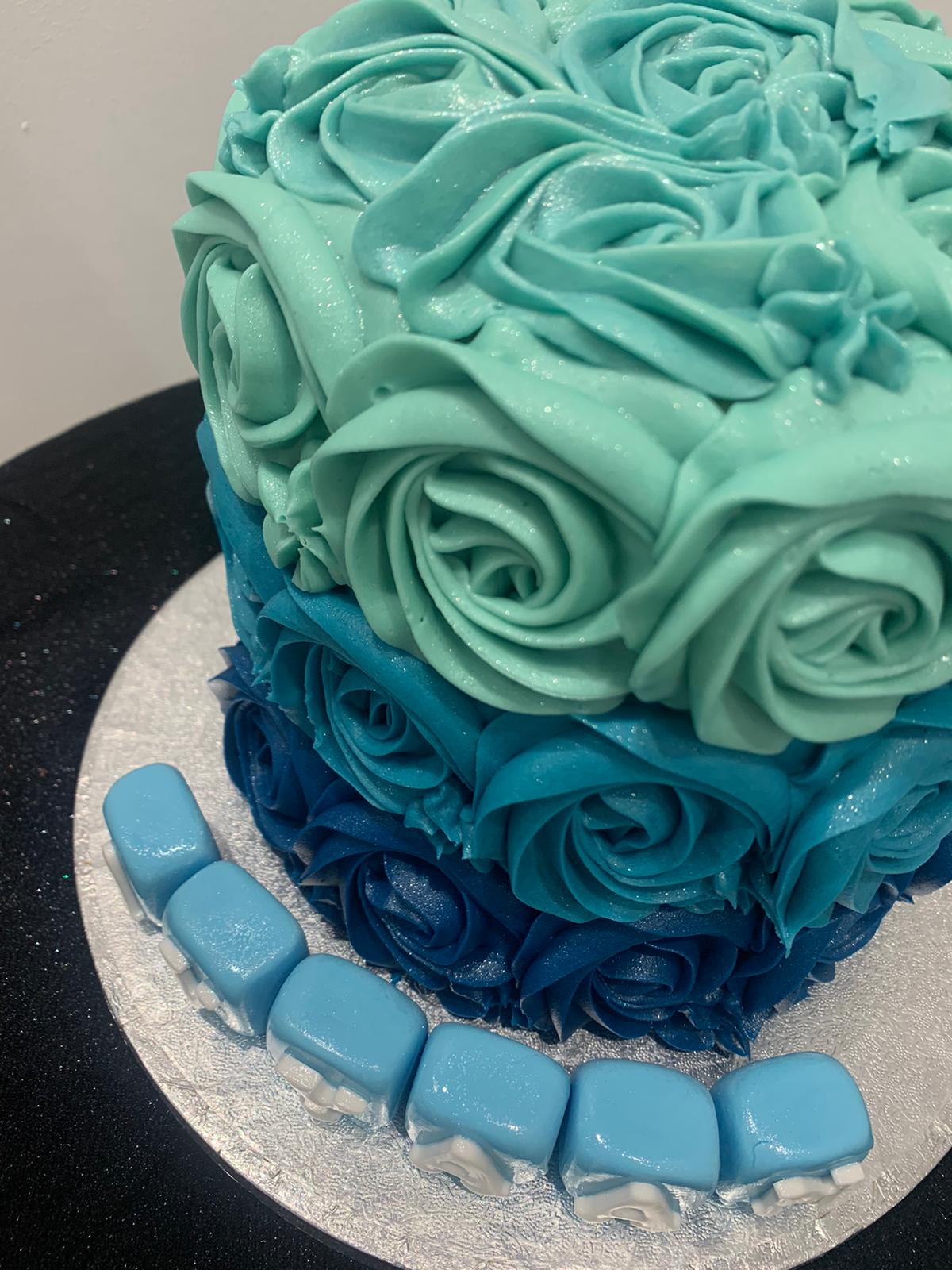 The Sensational Cakes: Frozen Elsa Blue Ombre Rosette Girl Birthday  #FrozenElsaCake