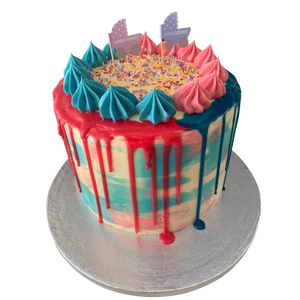 GENDER REVEAL DRIP CAKE