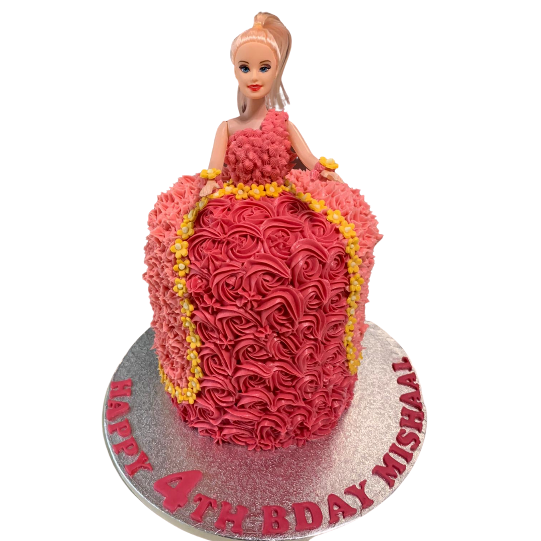 Barbie Doll Cake with Floral Decorations
