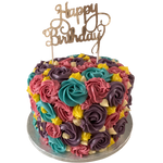 MULTI-COLOURED ROSETTE CAKE