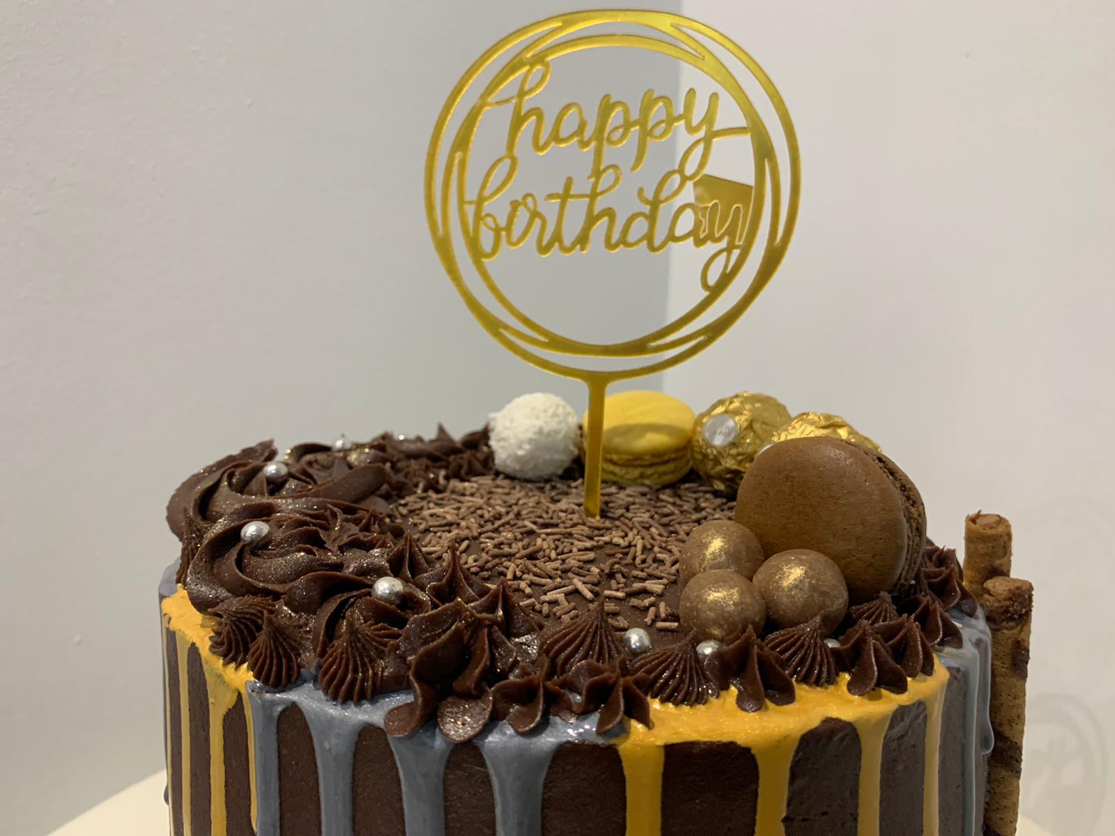 GOLD SILVER DOUBLE DRIP CAKE