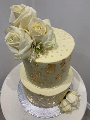White and Gold Cake | Buttercream decorated Icing | Wedding Cakes – Little  Cupcakes