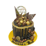 CHOCOLATE SHARD GOLD DRIP BLACK CAKE