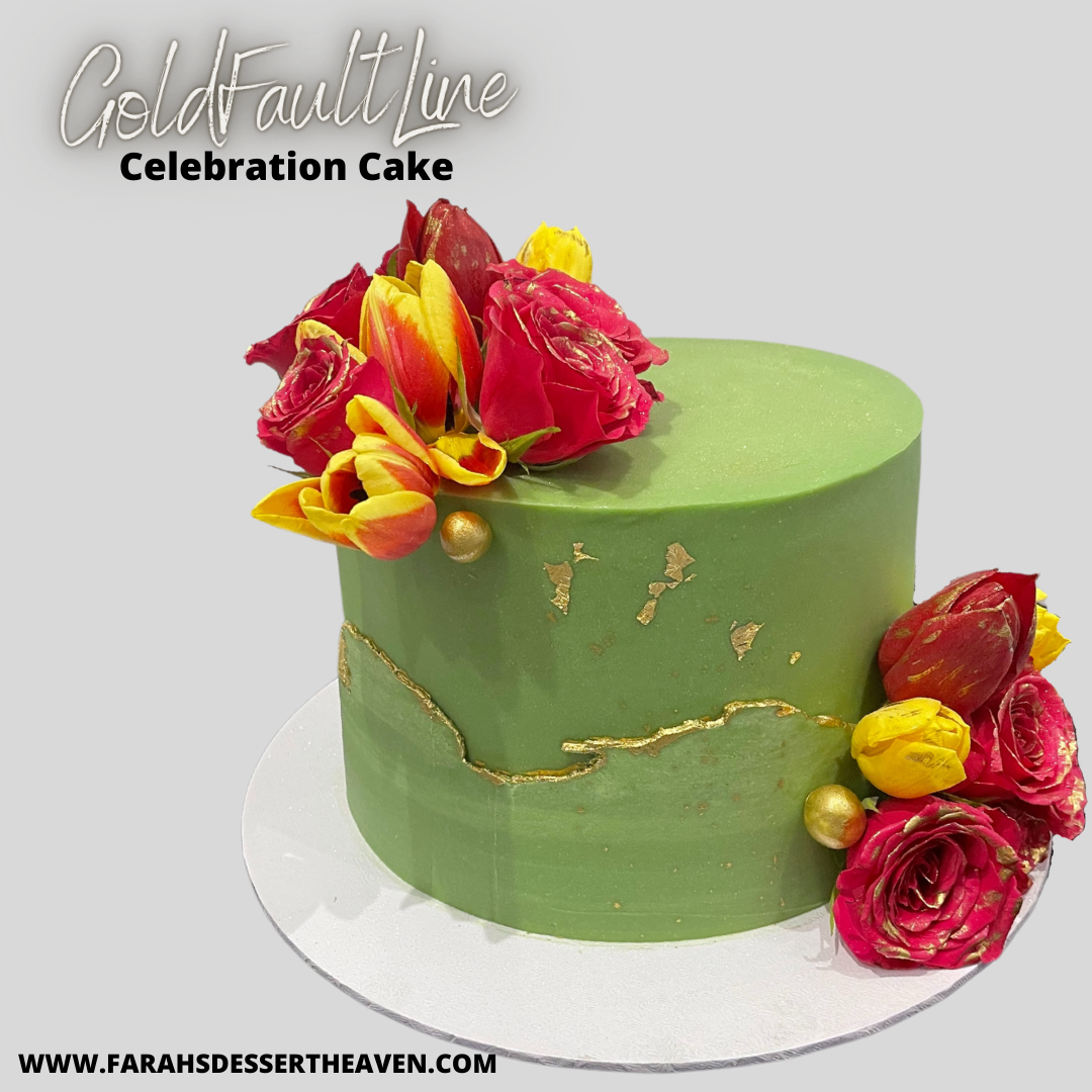 GOLD FAULT LINE CELEBRATION CAKE