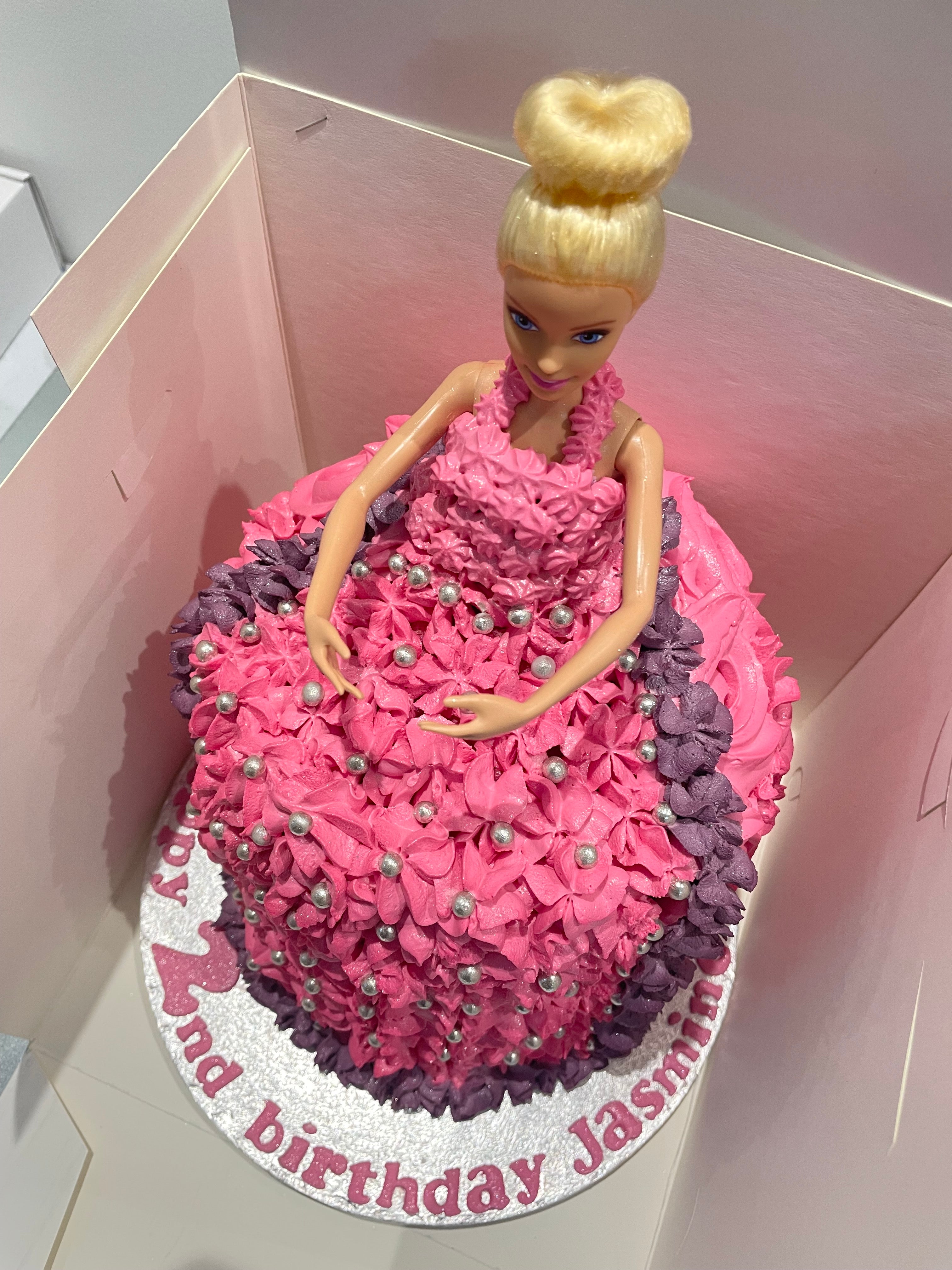 White And Pink Color Fresh And Eggless Customized Barbie Doll Cake  Additional Ingredient: Strawberry Cream at Best Price in Delhi | R J, S  Cakes N Bakes